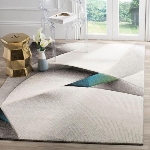 SAFAVIEH Hollywood Joandra Abstract Area Rug, Grey/Teal, 2'7*5'