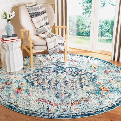 Safavieh Madison Joandra Southwestern Area Rug, Navy/Lt Blue, 11' Rnd