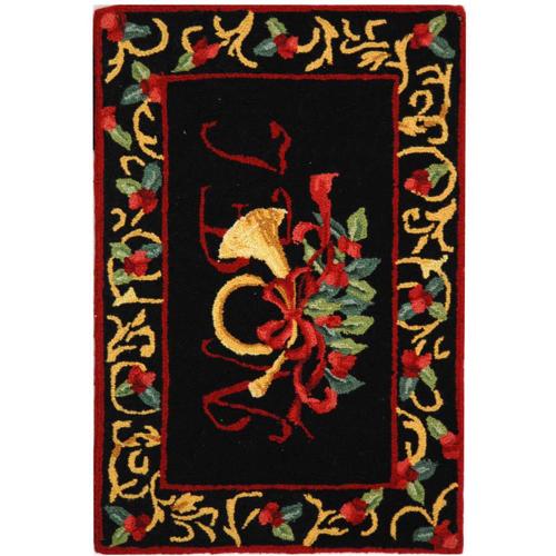 SAFAVIEH Chelsea Festive Noel Holiday Wool Area Rug, Black, 1'8*2'6
