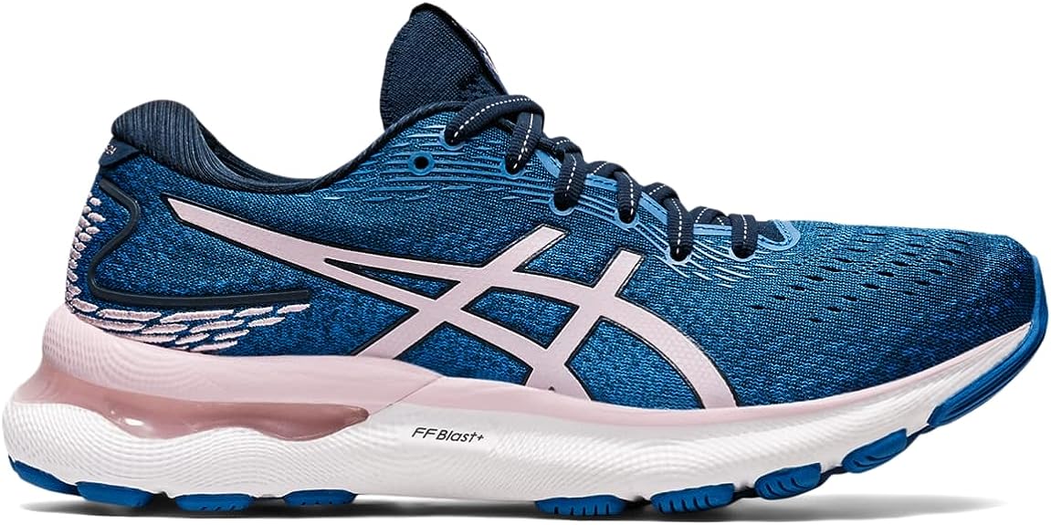 Women's Asics Gel-Nimbus 24, French Blue/Barely Rose, 8 D Wide