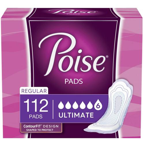 Poise Pads Women's Ultimate - Regular Postpartum Incontinence Pads, 112 Count