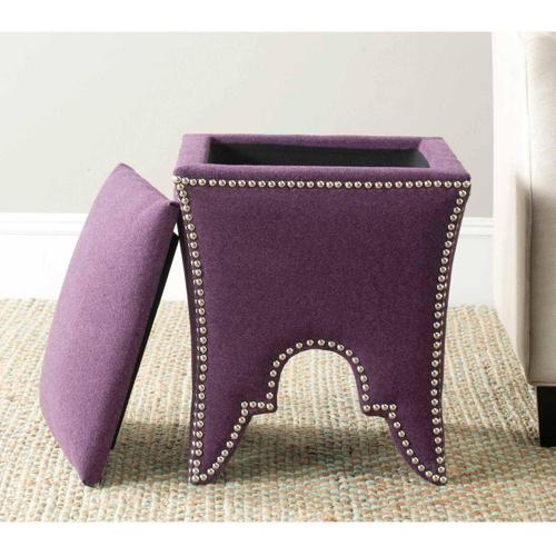 Safavieh Deidra Square Upholstered Storage Ottoman, Plum