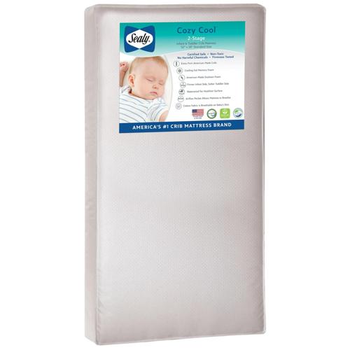 Sealy Cozy Cool Hybrid 2-Stage Coil and Gel Crib and Toddler Bed Mattress