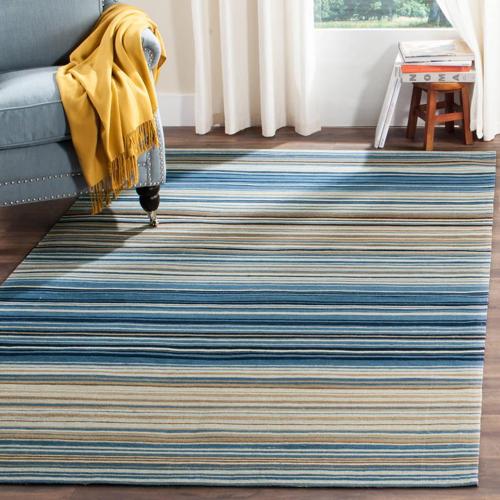 SAFAVIEH Marbella Ezekiel Striped Area Rug, Blue/Multi, 4'*6'