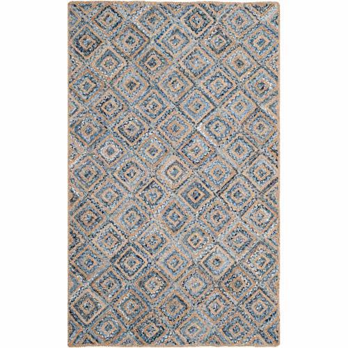 SAFAVIEH Cape Cod Alayna Braided Geometric Jute Area Rug, Natural/Blue, 2'*3'