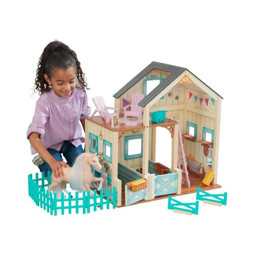 KidKraft Sweet Meadow Wooden Horse Stable Play Set with Horse, 23 Pieces, Hay Loft