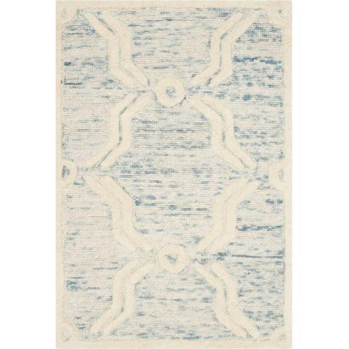 SAFAVIEH Cambridge Leland Faded Geometric Wool Area Rug, Light Blue/Ivory, 2'*3'