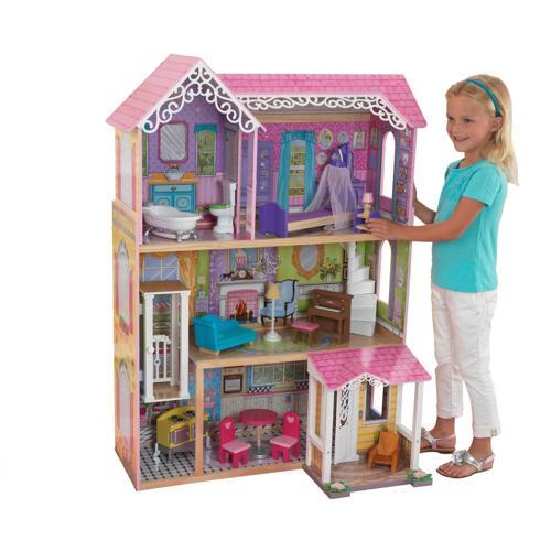KidKraft Sweet and Pretty Wood Dollhouse with Elevator and 15 Pieces
