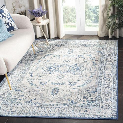 SAFAVIEH Brentwood Kerstin Traditional Area Rug, Light Grey/Blue, 6'*9'