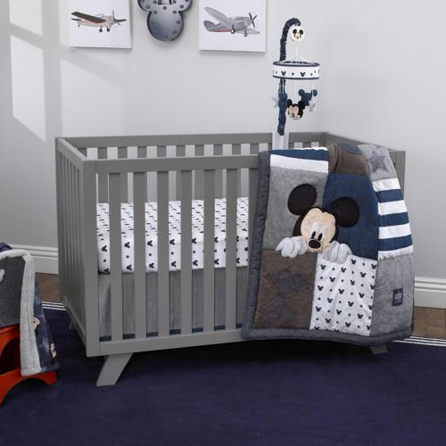 Disney Mickey Mouse Hello World Patchwork 4 Piece Crib Bedding Set