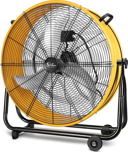 Simple Deluxe HIFANXDRUM24 24 Inch Heavy Duty Metal Industrial Drum Fan, 3 Speed Air Circulation for Warehouse, Greenhouse, Workshop, Patio, Factory and Basement - High Velocity, Yellow, 1-Pack