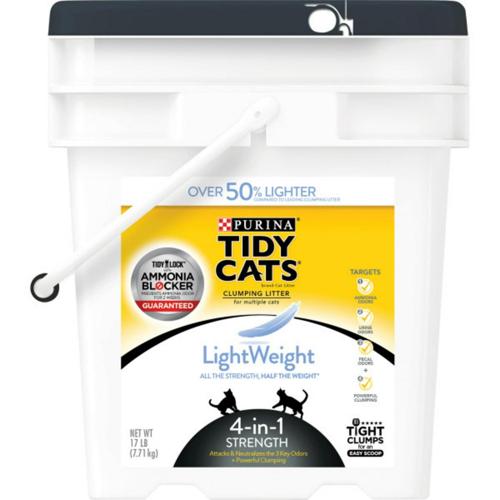 Purina Tidy Cats Light Weight, Low Dust, Clumping Cat Litter, LightWeight 4-in-1 Strength Cat Litter, 17 lb. Pail