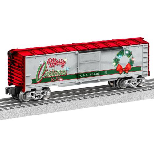 Lionel Christmas Light Express O Gauge Model Train Boxcar with Multicolored LED Lights