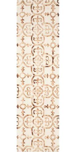 SAFAVIEH Dip Dye Flower Overdyed Geometric Runner Rug, Ivory/Camel, 2'3*8'