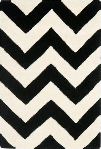 SAFAVIEH Chatham Jake Zigzag Stripes Wool Area Rug, Ivory/Black, 2'*3'
