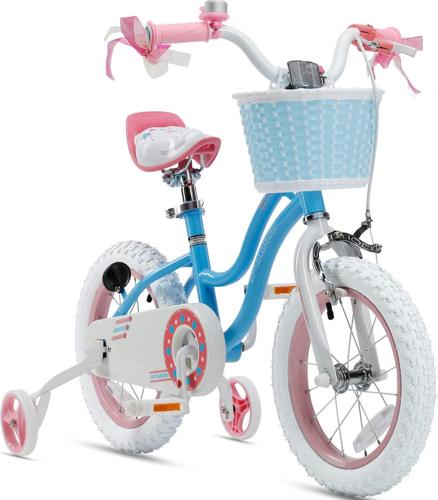 Royalbaby Girls Kids Bike Star girl 16 In. Bicycle Basket Training Wheels Kickstand Blue Child's Cycle