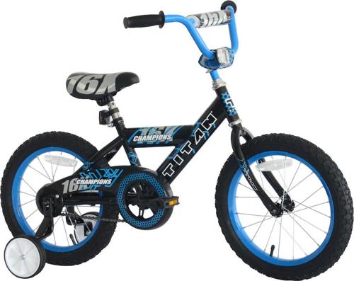 TITAN Champion 16-Inch Boys BMX Bicycle with Training Wheels, Black