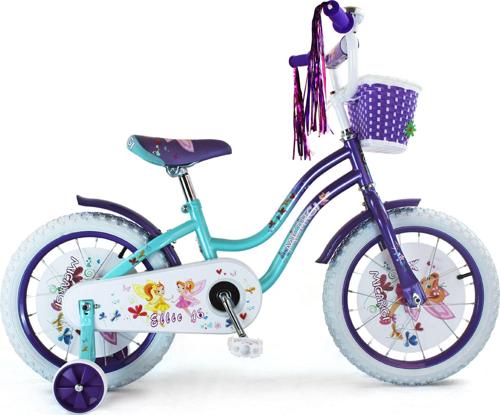 USToyOutlet 16 Cruiser Steel Frame Bicycle Coaster Brake One Piece Crank, White Full cover Chain cover, Purple Baskets, Fenders and Rims, White Tire, Frame Kid's Bike - Baby Blue/Purple