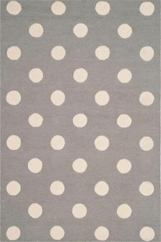 SAFAVIEH Kids Polka Dots Wool Area Rug, Grey/Ivory, 4'*6'
