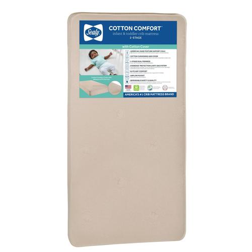 Sealy Cotton Comfort 2-Stage Crib and Toddler Mattress, Breathable Cotton Cover