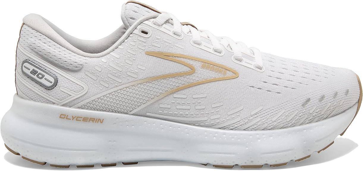 Men's Brooks Glycerin 20, White/Khaki, 11 D Medium