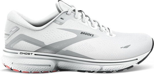Men's Brooks Ghost 15, White/Black/Flame, 8.5 D Medium