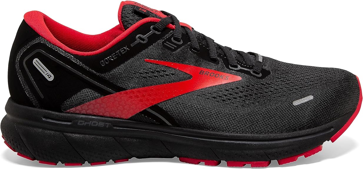 Men's Brooks Ghost 14 GTX, Black/Blackened Pearl/HighRisk, 8 D Medium
