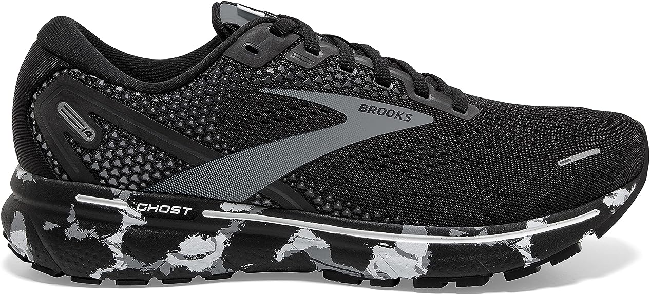 Men's Brooks Ghost 14, Black/Grey/White, 9.5 D Medium