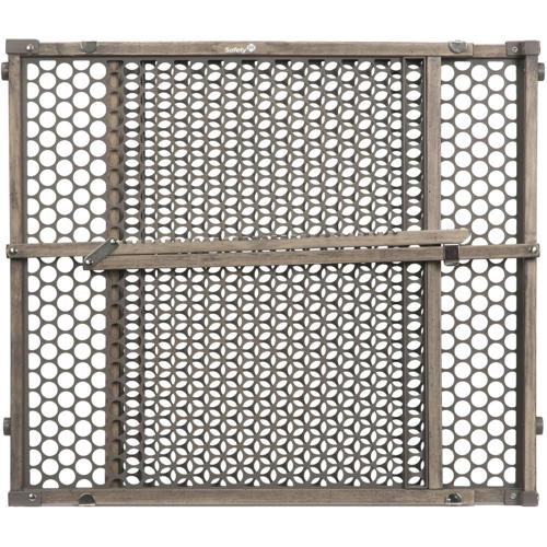 Safety 1Ecau Vintage Grey Wood Doorway Security Gate, Gray