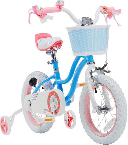 Royalbaby Girls Kids Bike Star girl 14 In Bicycle Basket Training Wheels Blue Child's Cycle