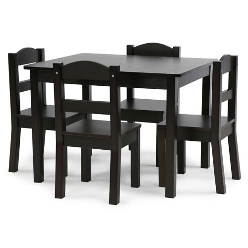 Humble Crew Kids Wood Table and 4 Chairs Set, Brown