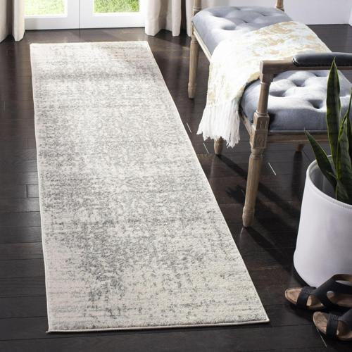 SAFAVIEH Madison Katina Traditional Runner Rug, Silver/Ivory, 2'3*12'