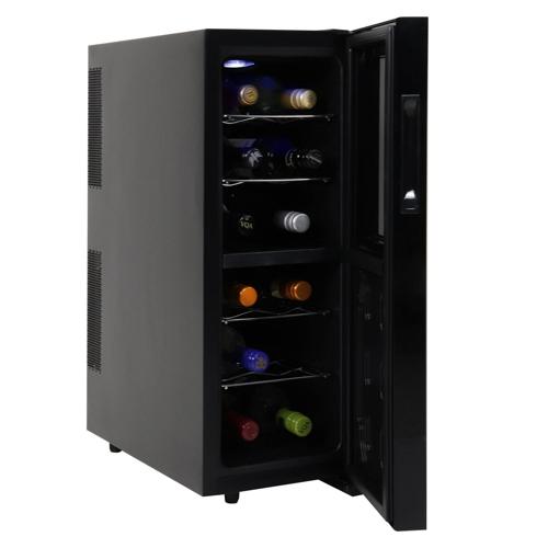 Koolatron 12 Bottle Dual Zone Wine Cooler Freestanding Wine Cellar, Black