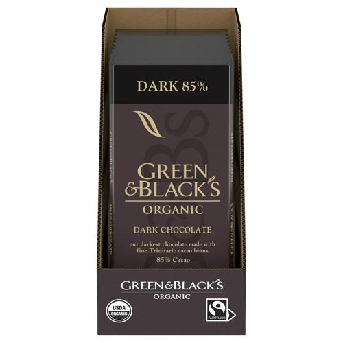 Green and Black's Organic Dark Chocolate Bar, 85% Cacao, 10 - 3.17 oz Bars