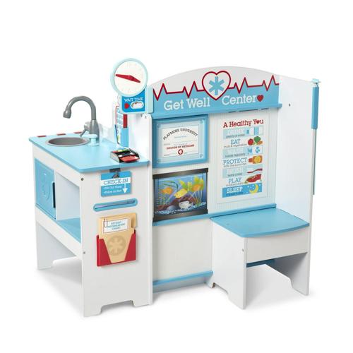 Melissa and Doug Wooden Get Well Doctor Activity Center - Waiting Room, Exam Room, Check-In Area
