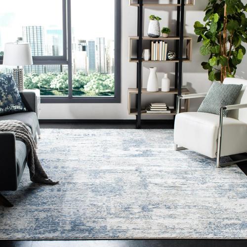 SAFAVIEH Amelia Ian Abstract Distressed Area Rug, Ivory/Blue, 5'3*7'6