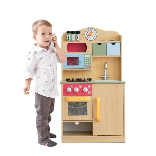 Teamson Kids Little Chef Florence Classic Play Kitchen Set, Wood Grain