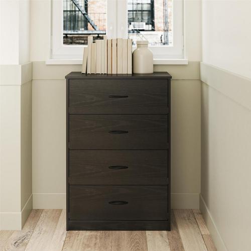 Mainstays Classic 4 Drawer Dresser, Black Oak