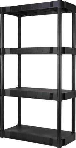 Hyper Tough 13.88 D x 30 W x 56.2 H 4 Shelf Plastic Garage Shelves, Black