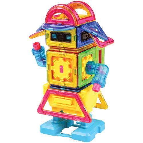 Magformers Hi-Tech Walking Robot 45 Pieces, Rainbow colors, Magnetic Geometric tiles STEM Toy Ages 3+