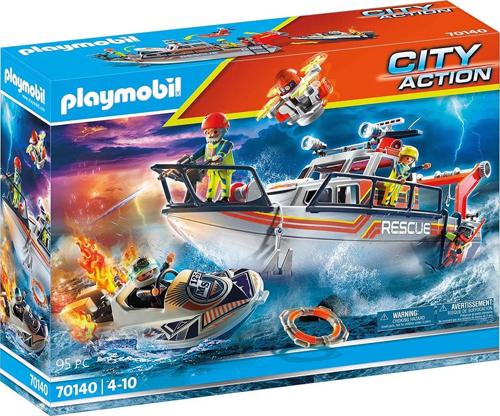 PLAYMOBIL Fire Rescue Watercraft 70140 Building Set (8 Pieces)