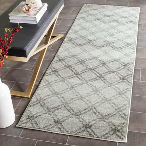 SAFAVIEH Adirondack Rhona Geometric Runner Rug, Silver/Charcoal, 2'6*12'