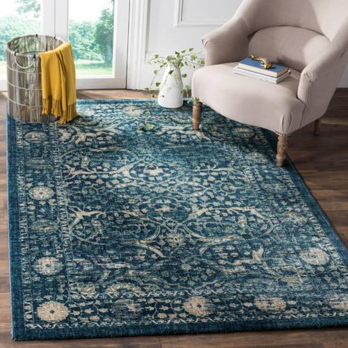 SAFAVIEH Evoke Daven Traditional Area Rug, Navy/Beige, 3'*5'