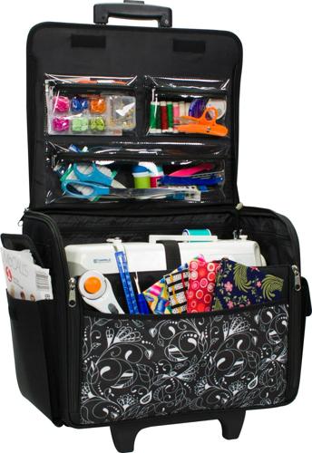 Everything Mary Rolling Sewing Machine Tote, Black and White