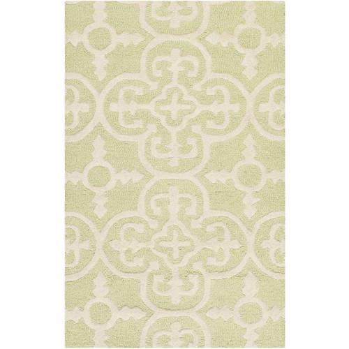SAFAVIEH Cambridge Kimberly Geometric Wool Area Rug, Light Green/Ivory, 5'*8'