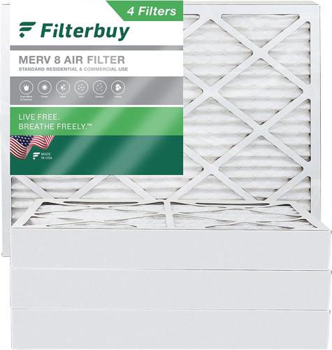 Filterbuy 20x24x4 MERV 8 Pleated HVAC AC Furnace Air Filters (4-Pack)