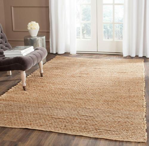 SAFAVIEH Cape Cod Jimmy Braided Striped Jute Area Rug, Natural, 12'*18'