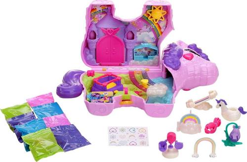 Polly Pocket Unicorn Party Large Compact, Polly and Lila Dolls and 25+ Surprises