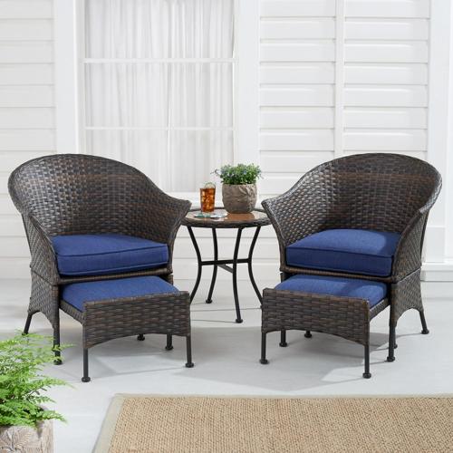 Mainstays Arlington Glen 5 Piece Wicker Leisure Set, Blue