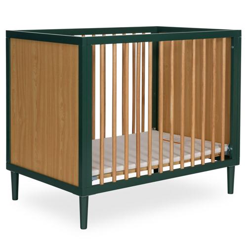Dream On Me Lucas Mini Modern Crib With Rounded Spindles I Convertible Crib I Mid- Century Meets Modern I Portable Crib